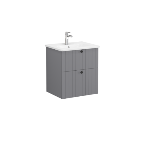 69417 Root Groove Тумба 60 см раковиной 2 ящика матовый серый VITRA фото 1