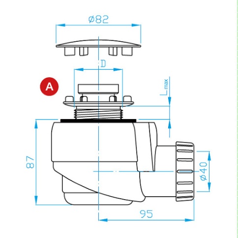 EWN0540 Сифон для душевого поддона 50/40 метал PLASTBRNO фото 2