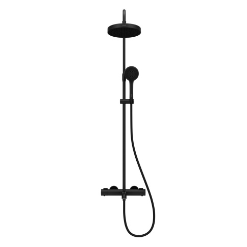 A4730336EXP BASE Round Душевая стойка с термостатом с изливом, верхним и ручным душами черный матовый VITRA фото 2