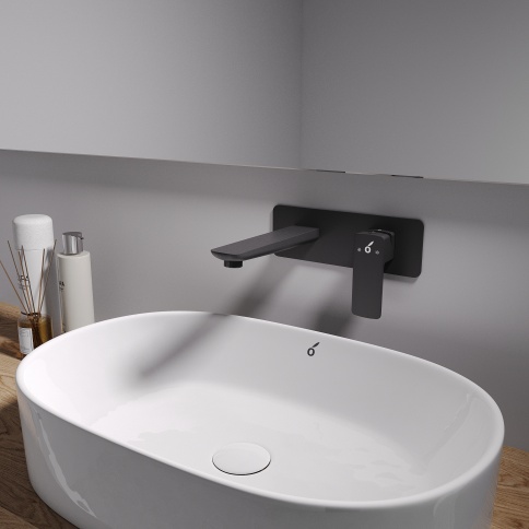 OL-869003-MB D-LINE Смеситель для раковины настенный черный матовый OLIVEEKA фото 2