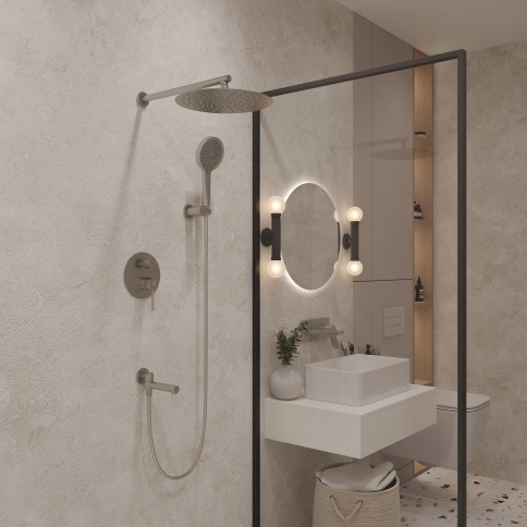 OL-939017-BN Y-LINE Комплект встраиваемой душевой системы на 3 потребителя брашированный никель OLIVEEKA фото 2