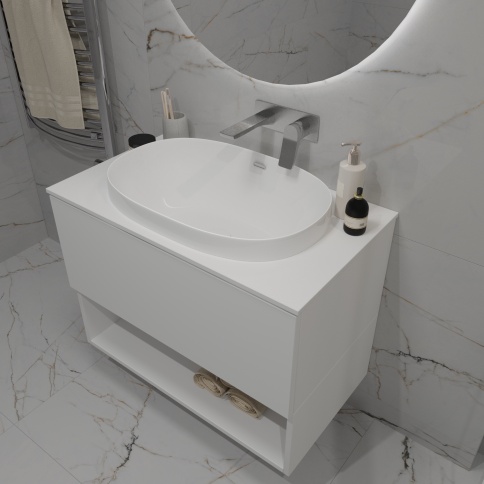 KPW795 Столешница 80см компакт-плита Белая (1 вырез) фото 3