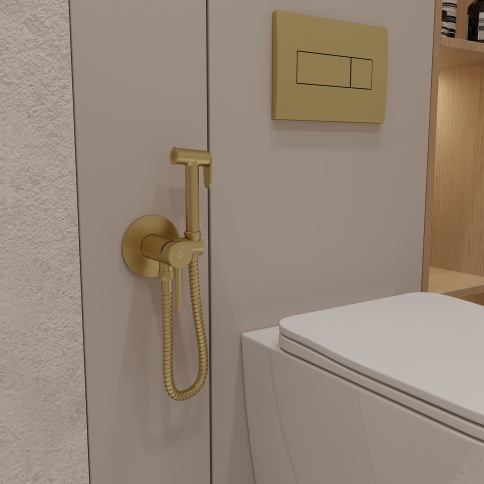 OL-829902-BG Y-LINE Гигиенический душ со смесителем матовое золото OLIVEEKA фото 2