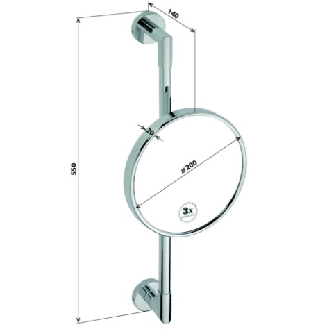 112201172 Косметическое зеркало d.200 мм на штанге хром BEMETA фото 2