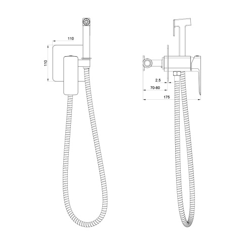 OL-829003-BGM D-LINE Гигиенический душ со смесителем оружейный металл OLIVEEKA фото 2