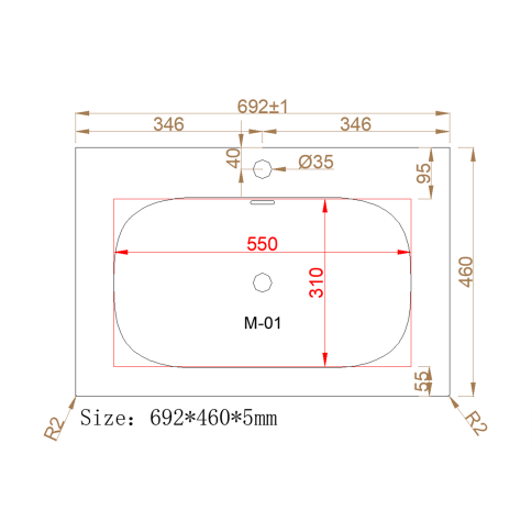 M115B70 Раковина накладная из авиаля 70см темный коричневый OLIVEEKA фото 2