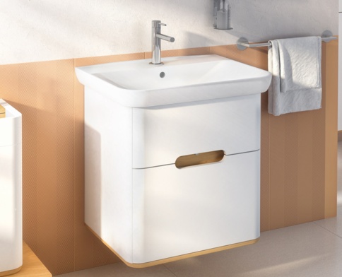 60822 Sento Тумба с раковиной с 2 ящиками 65 см с LED подсветкой цвет матовый белый VITRA фото 2