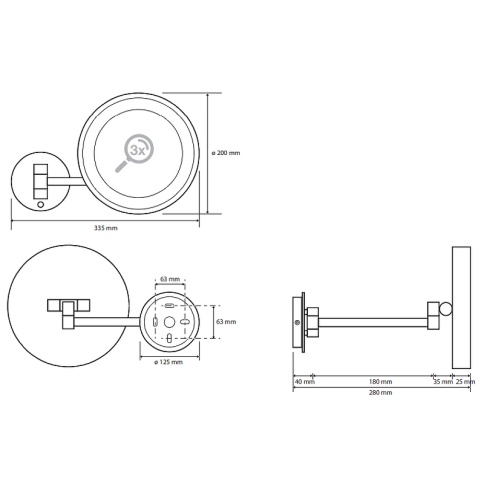 116201772 Косметическое зеркало d.200 мм с подсветкой LED (сенсорное) хром BEMETA фото 2
