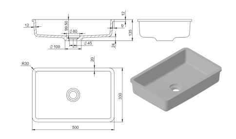 1.02.014.11.3 NEPTUNE 50 Раковина врезная 50x33 Soft Rock Color палитра RAL HOLBI фото 3