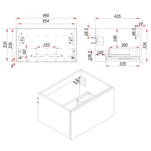 K100FL Тумба под раковину/столешницу Кито Флавио 100 Лиони фото 4
