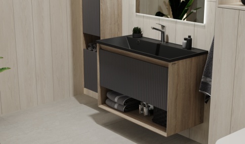 Toss.01.90/P/DS-A/JR Тумба Tossony 90 подвесная Дуб Самдал/Антрацит антрацит JORNO фото 1