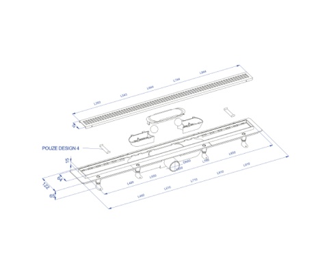 SZH4850 Душевой лоток с рамкой и решеткой 85см из нержавеющей стали DESIGN4 PLASTBRNO фото 4