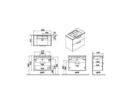 66306 Root Тумба 80 см с раковиной 2 ящика глянцевый белый VITRA фото 2