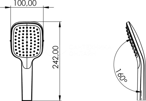 AS3400 Встраиваемый смеситель Amos с изливом, душевой лейкой и головным душем, хром TESKA фото 5