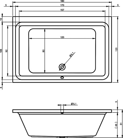 B064001005 CASTELLO Ванна 180x120 RIHO фото 2