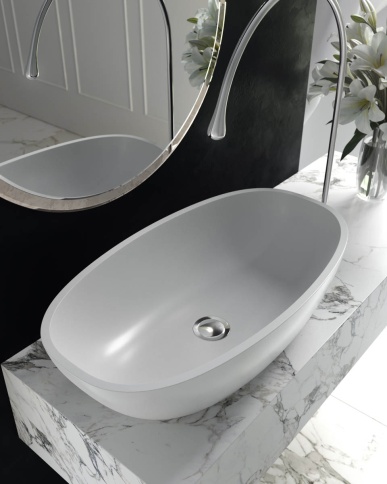 1.02.008.11.1 TEFIA Раковина 63x35 Soft Rock Белый матовый HOLBI фото 2