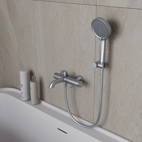 OL-639017-CR Y-LINE Смеситель для ванны с душевым гарнитуром хром OLIVEEKA фото 2