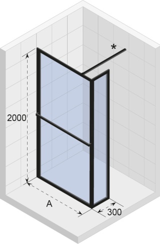 LUCID GD402 1000 x 300 x 2000 BLACK душевая перегородка, черный RIHO фото 2