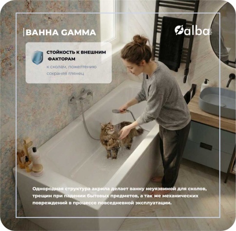 ВПР0380000100 GAMMA Ванна прямоугольная 180х70 белая ALBA SPA фото 8