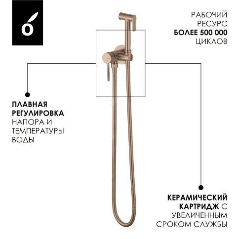 OL-829902-BRG Y-LINE Гигиенический душ со смесителем матовая медь OLIVEEKA фото 4