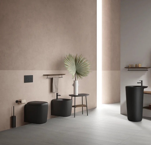 7830B483-0075 Plural Rim-Ex безободковый подвесной унитаз без сиденья черный матовый фото 2