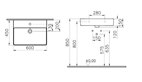 8314B003-0001 M20 Раковина 60,5 см белая VITRA фото 2