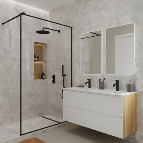 D120BD Тумба под раковину/столешницу Дион 120 Белый мат/Дуб фото 4