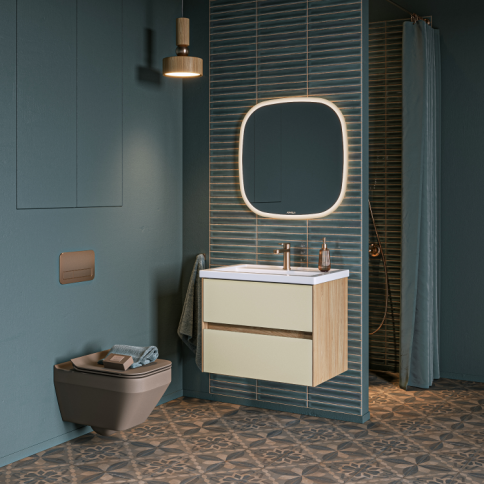 KN0107ZHL Подвесная тумба с двумя ящиками 71 см Цвет Жемчужный лён AQWELLA фото 3