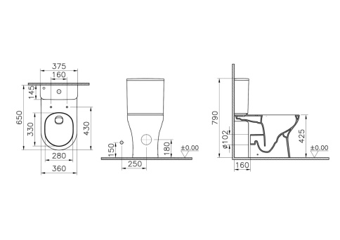 9889B003-7200 M50 Напольный безободковый унитаз VotrexFlush (торнадо) с бачком и сиденьем микролифт фото 7