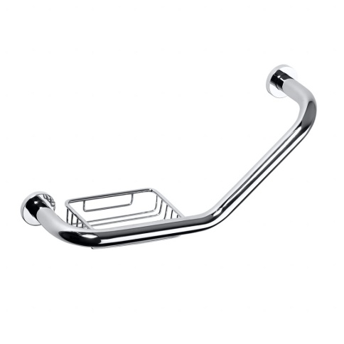 102307032 OMEGA Поручень изогнутый с мыльницей 400мм, хром BEMETA фото 1
