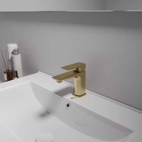 OL-139003-BG D-LINE Смеситель для раковины матовое золото OLIVEEKA фото 2