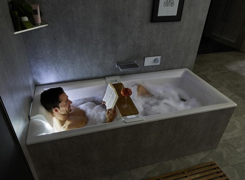 B100004005 Ванна STILL SQUARE 170x75 подголовник с подсветкой слева RIHO фото 4