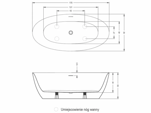 B093001005 BETA Ванна 170x82 RIHO фото 4
