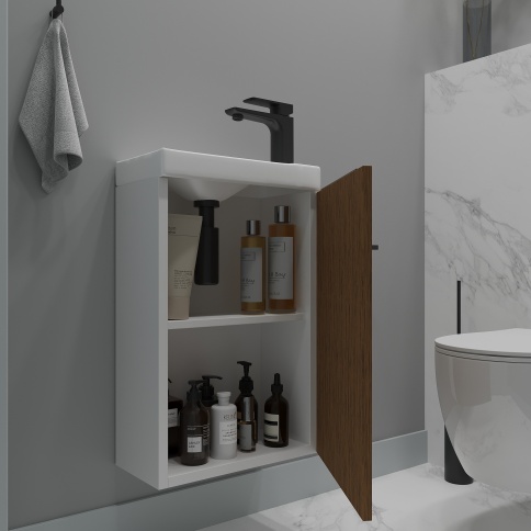 MS40T Тумба под раковину Монови Слим 40 Белый/Тростник фото 3