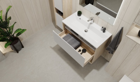 Toss.01.90/P/SS-W/JR Тумба Tossony 90 подвесная Сонома светлая/Белый белый JORNO фото 3