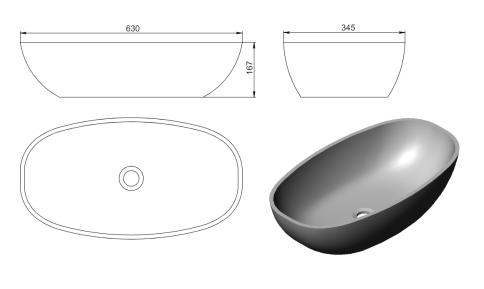 2.02.008.44.4 TEFIA Раковина 63x35 Nano Concrete бетон HOLBI фото 2