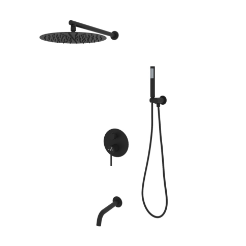 OL-88939017-MB Y-LINE Комплект встраиваемой душевой системы на 3 потребителя черный матовый OLIVEEKA фото 1