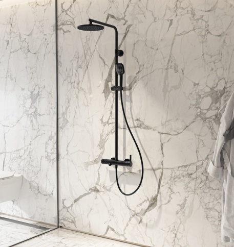 DK1009 Душевая стойка со смесителем и изливом  GALAXY MIX, черный TESKA фото 4