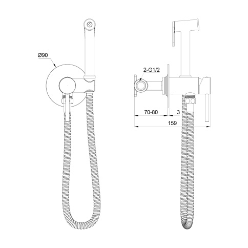 OL-829902-BGM Y-LINE Гигиенический душ со смесителем оружейный металл OLIVEEKA фото 3