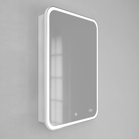 *Bos.03.60/W Зеркало-шкаф Bosko 60 с подсветкой и часами белый JORNO фото 3