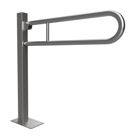 301107602 Откидной поручень с дополнительным креплением в пол 813 мм сталь шлифованная BEMETA фото 1