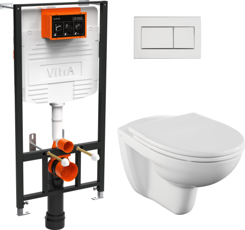 9773B003-7206 Комплект унитаза с инсталляцией Vitra Normus с сиденьем и кнопкой смыва Хром фото 1