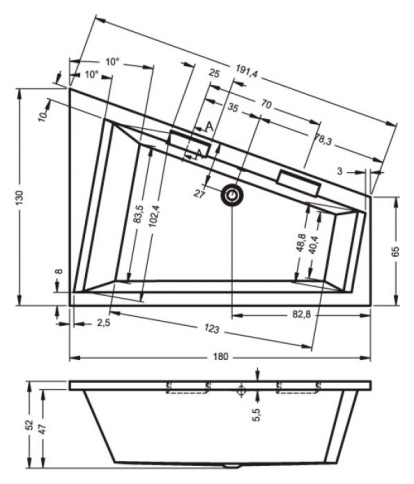 B034001005 DOPPIO L Ванна 180x130 RIHO фото 2