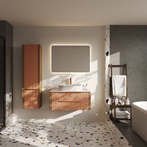 V100L-KPW Тумба со столешницей Валенсия 100 Бежево-розовый (RAL 3012) фото 3