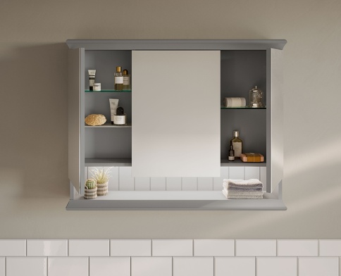 62232 Valarte Зеркало-шкаф 80 см с LED подсветкой цвет серый матовый VITRA фото 2