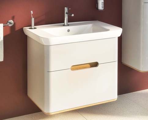 60824 Sento Тумба с раковиной с 2 ящиками 80 см с LED подсветкой цвет матовый белый VITRA фото 2