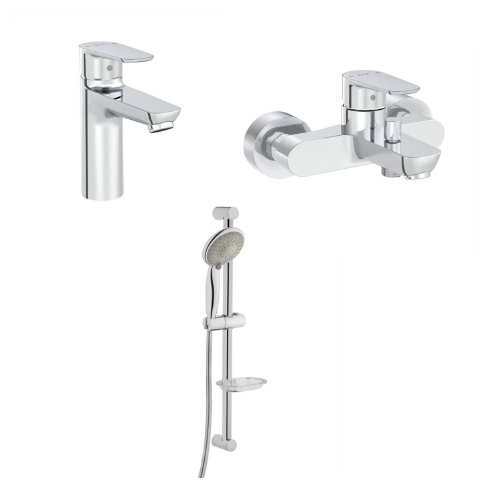 A42301EXP FLOW SOFT набор смесителей для раковины и ванны с душевым гарнитуром хром VITRA фото 1