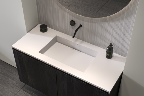 1.02.020.11.1 POLARIS Раковина для интрегрированных столешниц 58x37 Soft Rock Белый матовый HOLBI фото 2