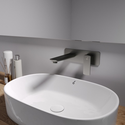 OL-869003-BGM D-LINE Смеситель для раковины настенный оружейный металл OLIVEEKA фото 2