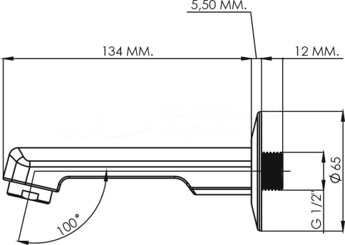AS3400 Встраиваемый смеситель Amos с изливом, душевой лейкой и головным душем, хром TESKA фото 3